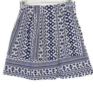 The Shew A lined cotton print navy and white skirt S.